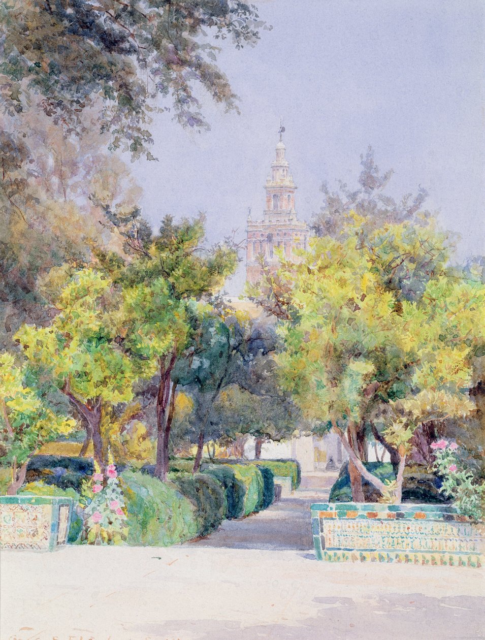 In the Garden of the Alcazar, Seville, 1893 by George Samuel Elgood