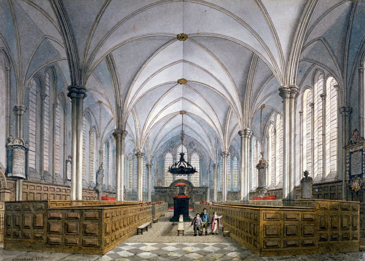Interior View of Temple Church, London by George Shepherd