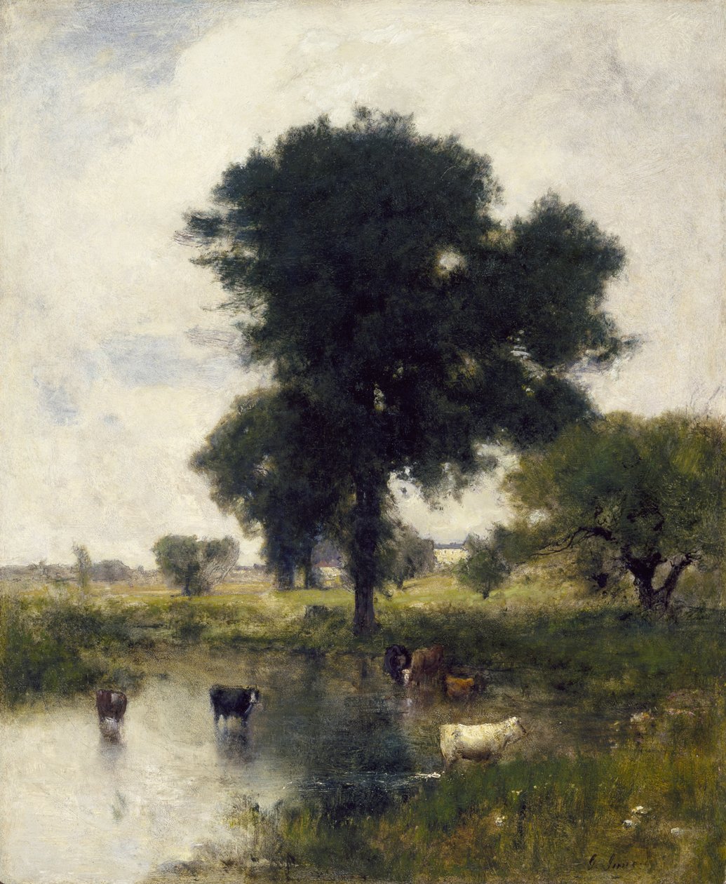 Cattle in Pool (A Summer Landscape) by George Snr. Inness