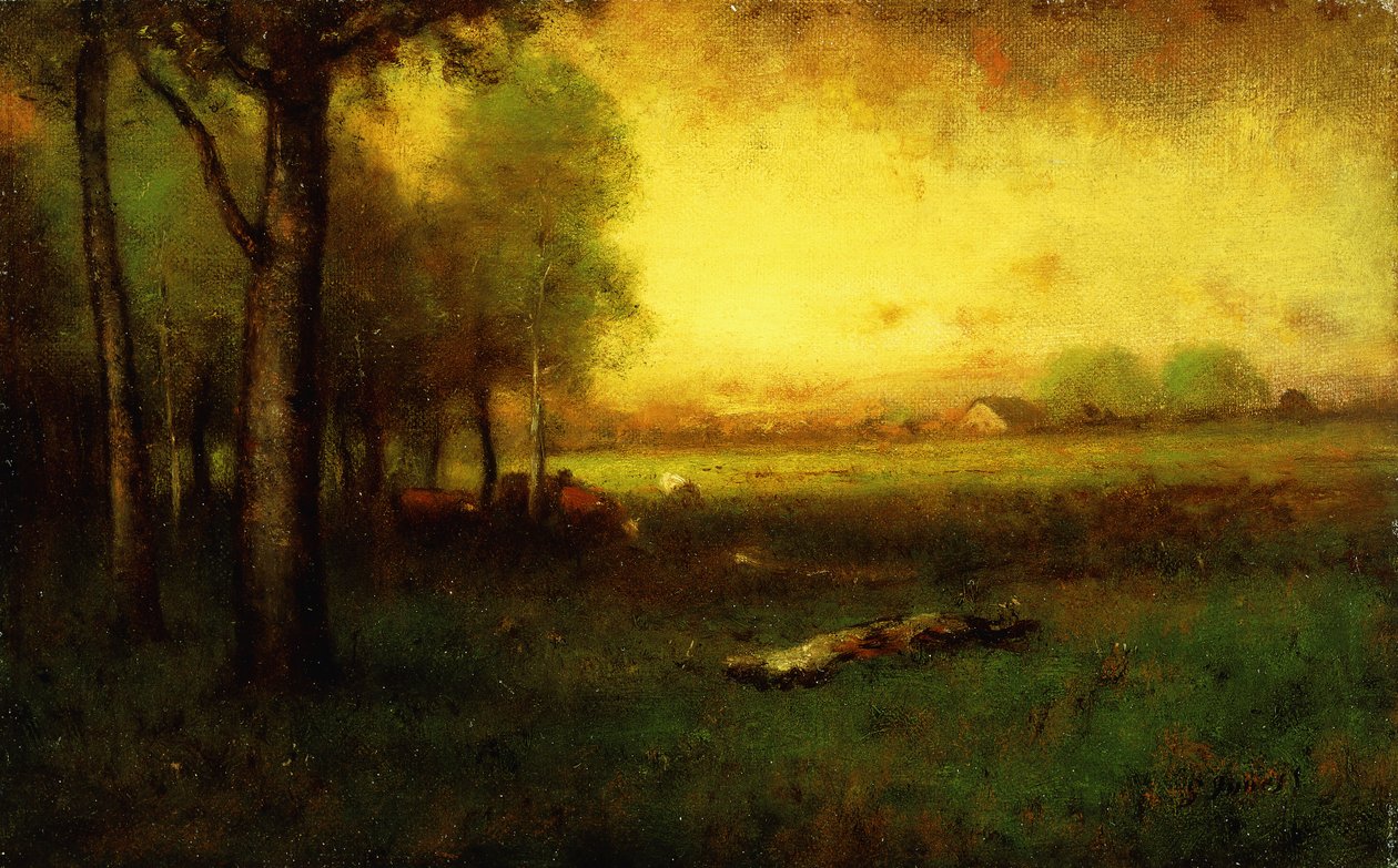 Cows Grazing at Sunset by George Snr. Inness