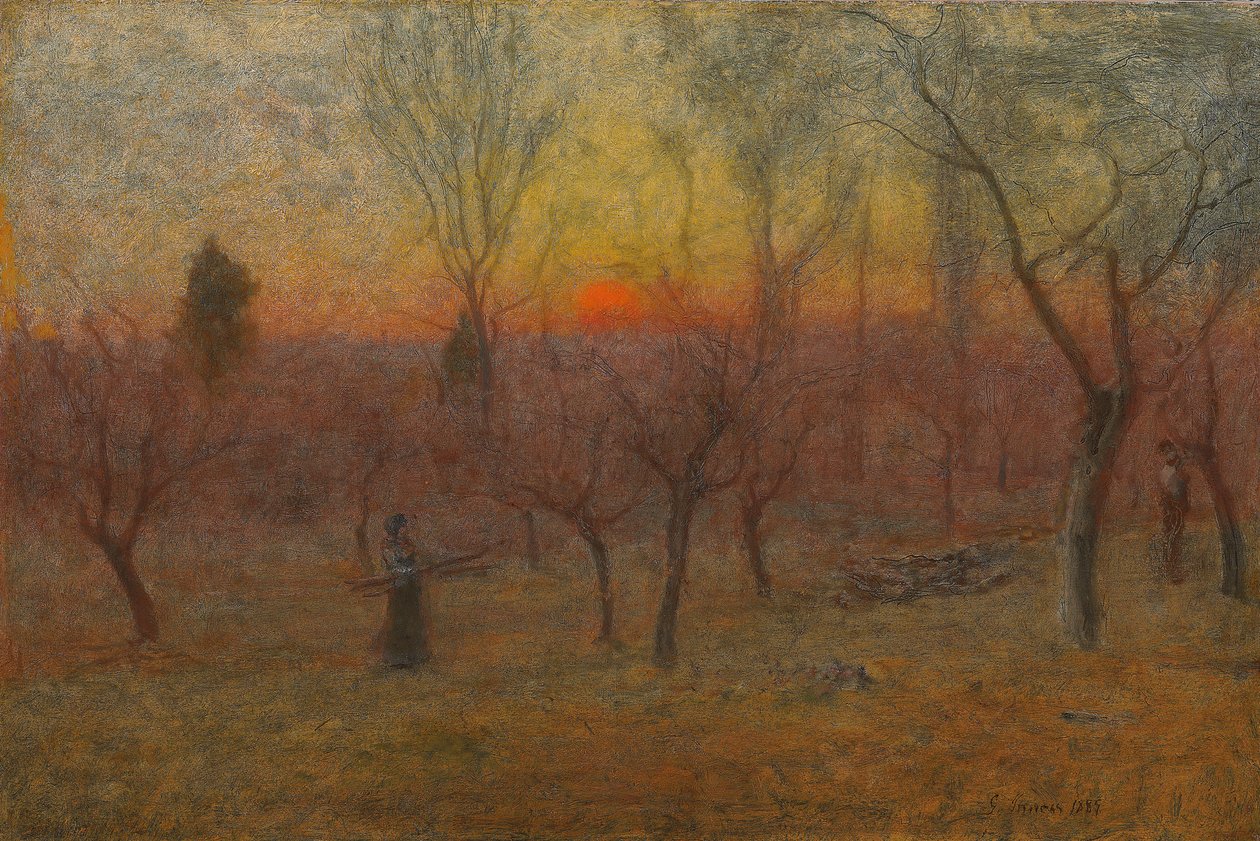 Gathering Wood, Montclair, New Jersey by George Snr. Inness
