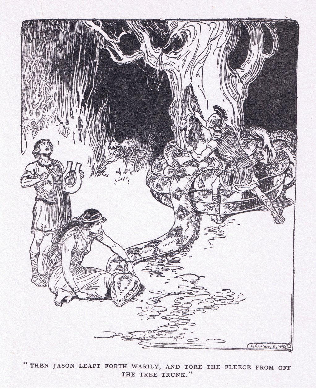 Then Jason Leapt Forth Wearily, and Tore the Fleece off the Tree Trunk, from The Heroes by George Soper