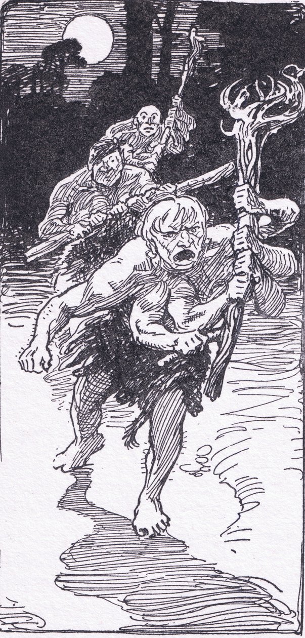 While they lay sleeping, came down the terrible men, from The Heroes published by George Allen and Unwin 1929 by George Soper