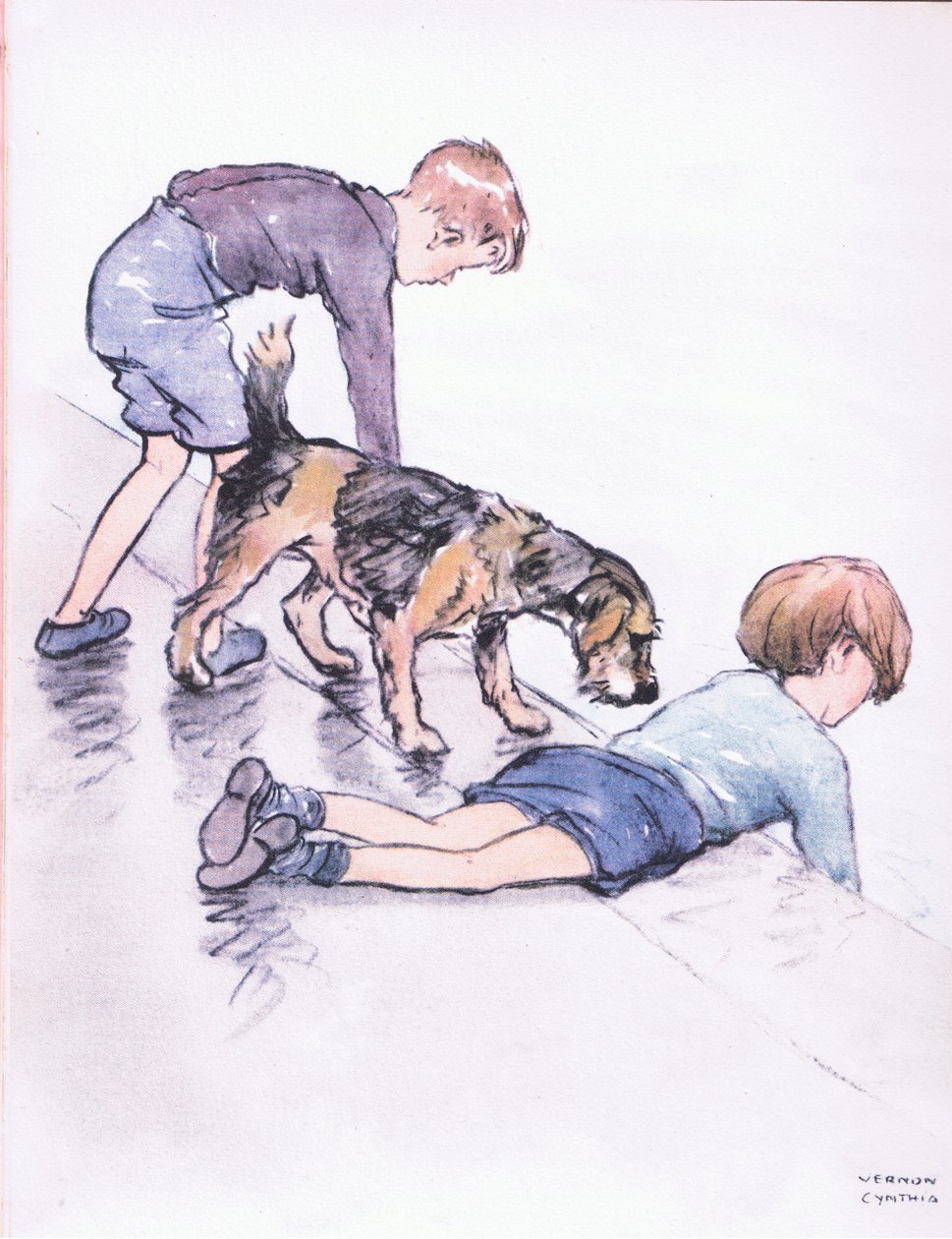 Fishing, from the quay, from Mudlarks published by Collins by George Vernon Stokes