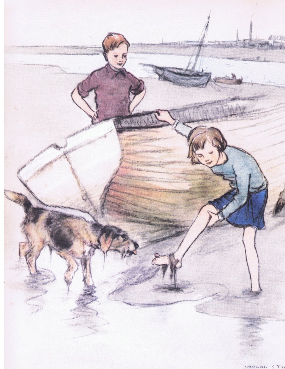 Vicky and Bill with Rosie, from Mudlarks published by Collins by George Vernon Stokes
