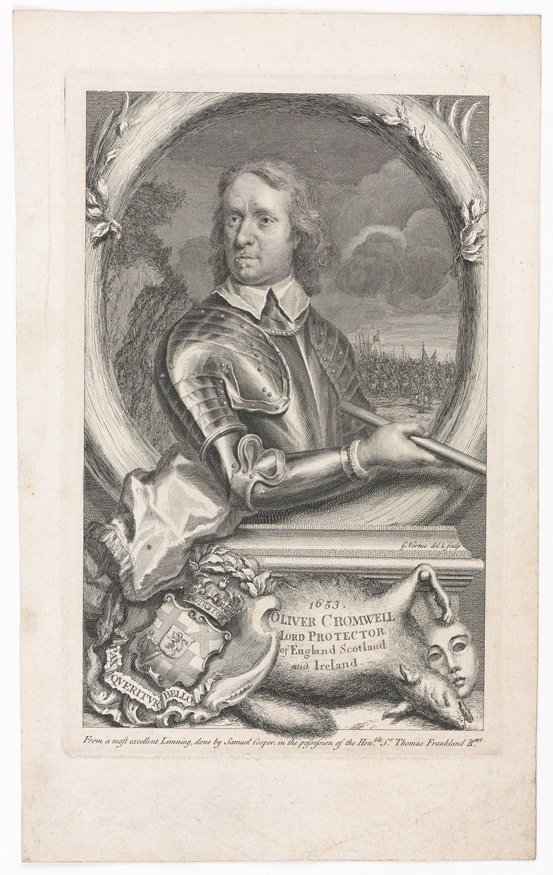 1653 Oliver Cromwell Lord Protector of England, Scotland and Ireland by George Vertue