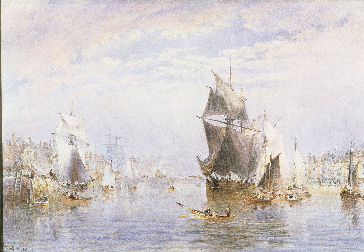 Small Craft on the River at Whitby by Whitby Bridge, 1877 by George Weatherill