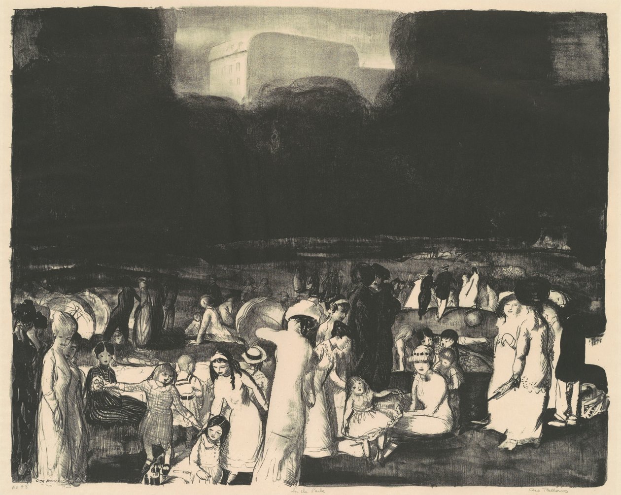 In the Park, Dark, 1916 by George Wesley Bellows