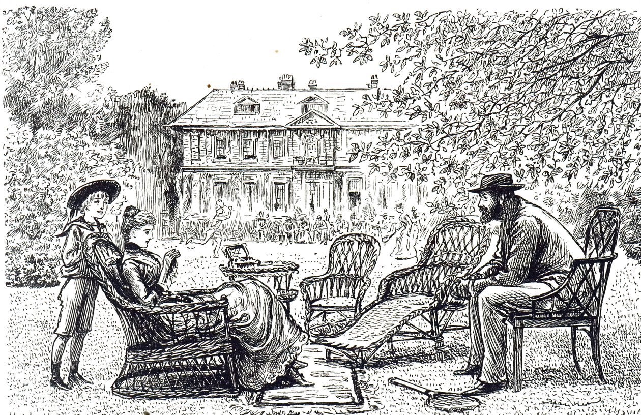 Engraving depicting typical wicker-work furniture (Illustrated by George du Maurier) by George du Maurier