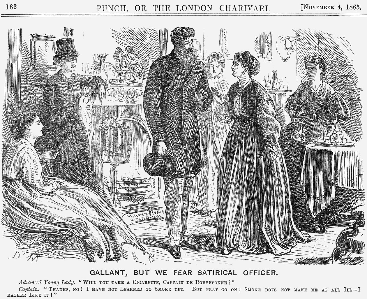 Gallant, but we fear Satirical Officer, 1865 by George du Maurier