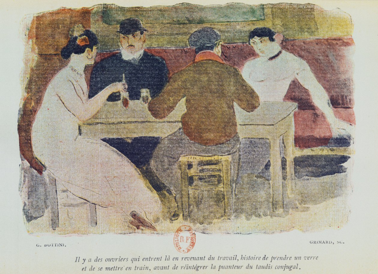 Workers drinking, illustration from 