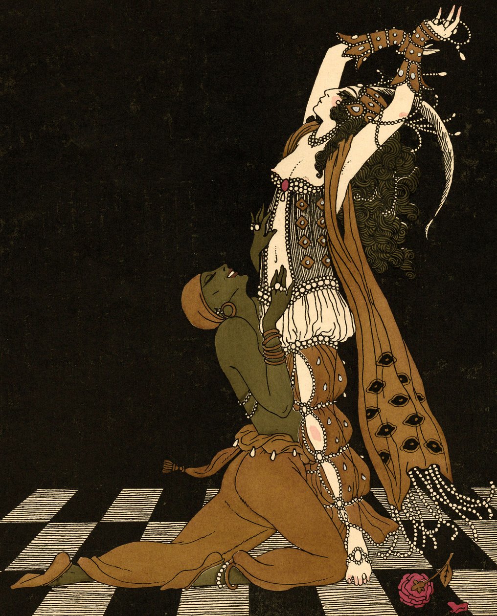 Vaslav Nijinsky and Ida Rubinstein in Scheherazade by Georges (after) Barbier