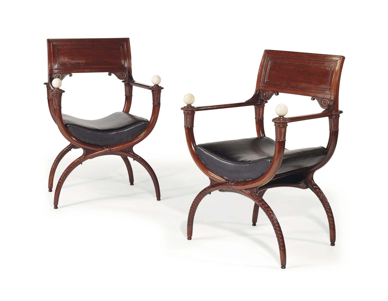 Pair of Curule Armchairs from the End of the Louis XVI Era by Georges (attr. to) Jacob