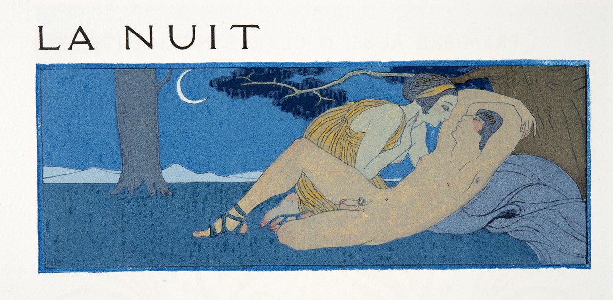 La Nuit, Illustration from Les Chansons de Bilitis, by Pierre Louys by Georges Barbier