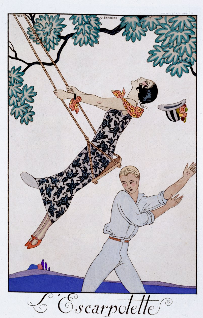 The Swing, 1920s by Georges Barbier