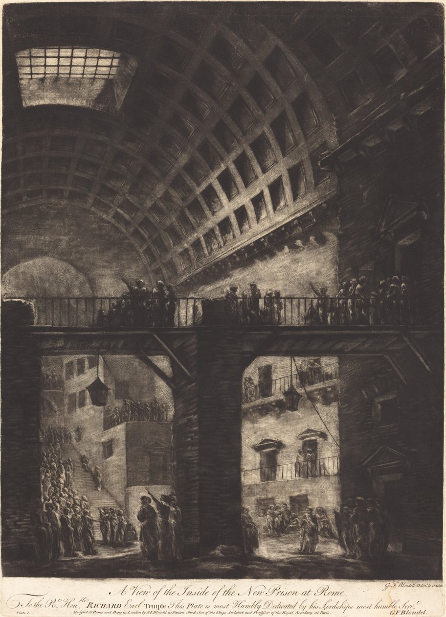 A View of the Inside of the New Prison at Rome by Georges François Blondel