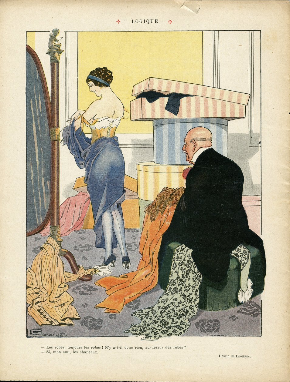 Illustration by Georges Leonnec in Le Lire - Logic - Fashion, Hat, Internal Architecture, Lives of the Rich - Women by Georges Leonnec
