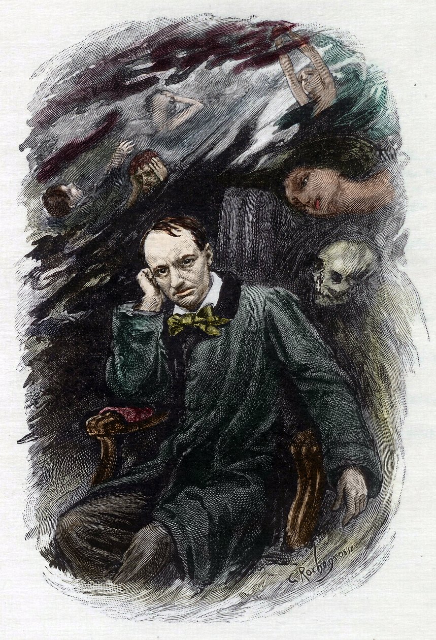 Portrait of the French Poet Charles Baudelaire Surrounded by Ghosts by Georges Marie Rochegrosse