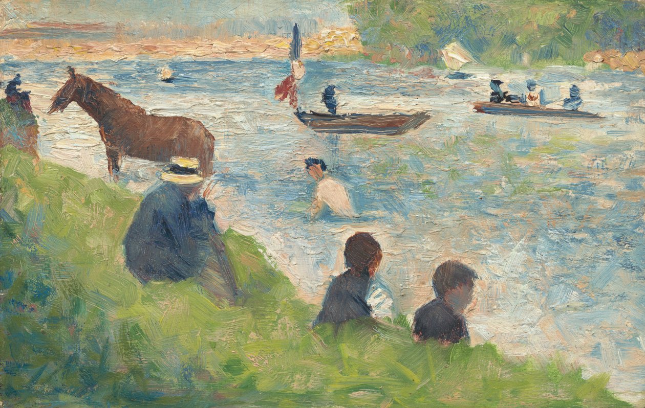 Horse and Boats (Study for "Bathers at Asnières") by Georges Pierre Seurat
