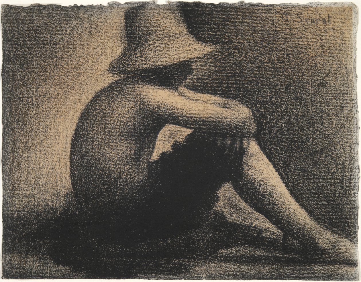 Seated Boy with Straw Hat, Study for Bathers at Asnières by Georges Seurat