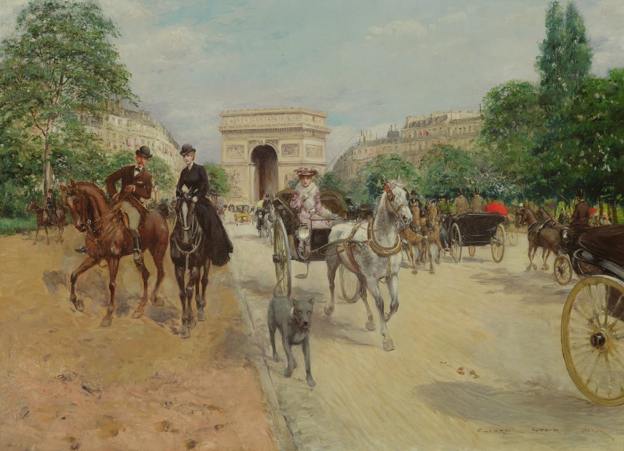 Riders and Carriages on the Avenue du Bois by Georges Stein