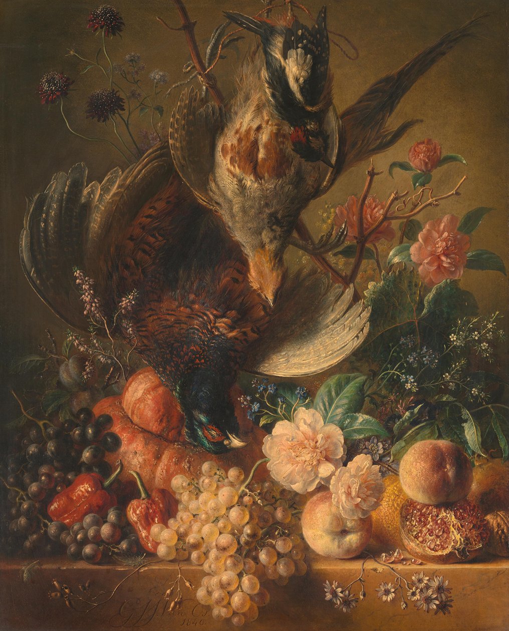 Flowers and Birds by Georgius Jacobus Johannes van Os