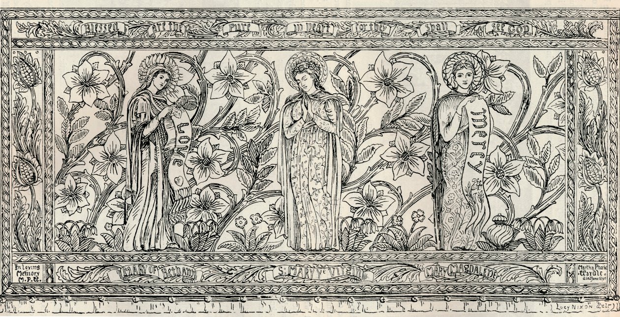 White Memorial Altar Cloth, Parish Church, Cheddleton, c1891 by Gerald Callcott Horsley