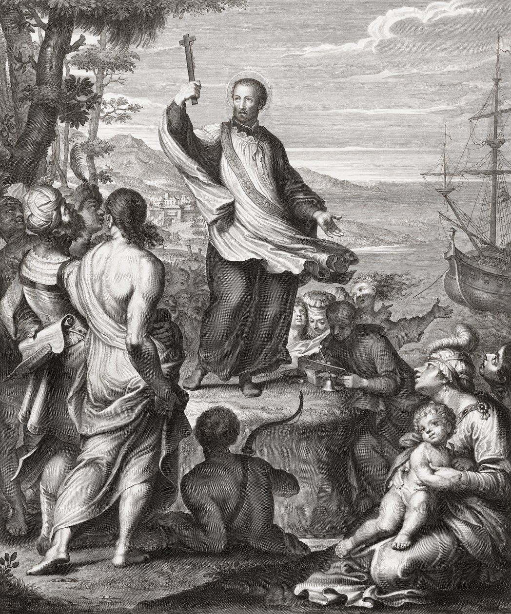 Saint Francis Xavier Preaching by Gerard (after) Edelinck