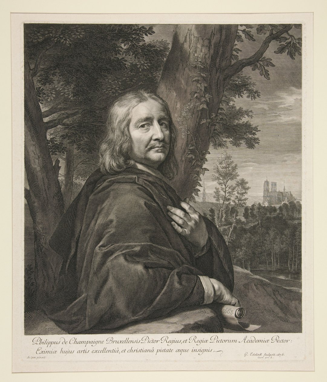 Philippe de Champaigne Standing in a Landscape by Gérard Edelinck