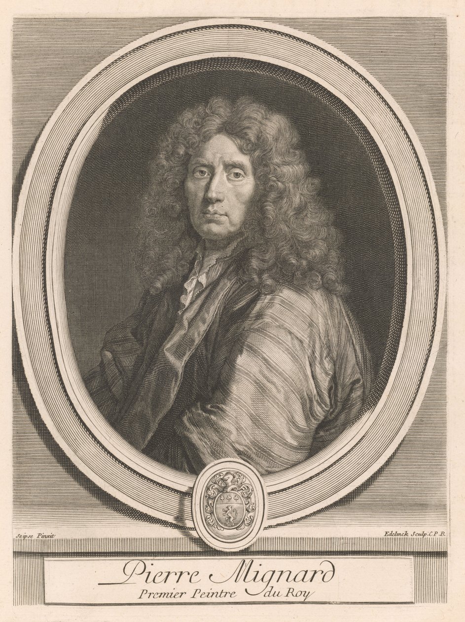 Pierre Mignard, from the book Illustrious Men Who Appeared in France During This Century, Vol. II, by Charles Perrault by Gérard Edelinck