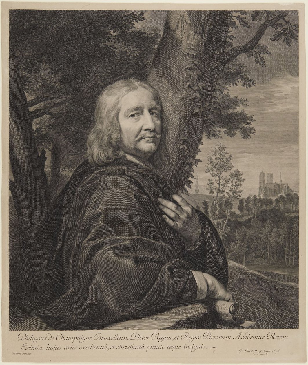 Self-Portrait by Philippe de Champaigne (Robert-Dumesnil VII, 239, no. 164, state II) by Gérard Edelinck