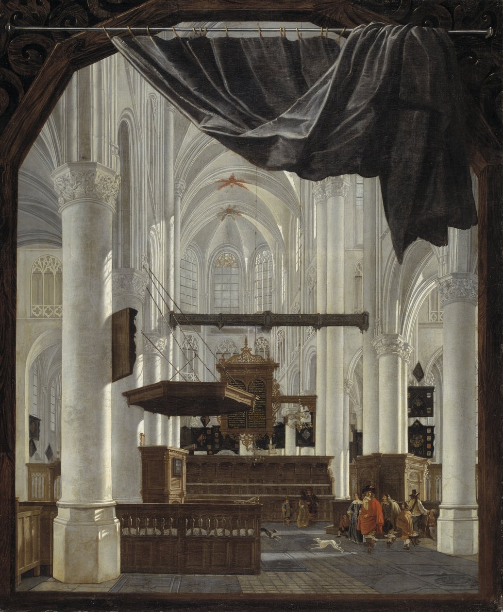 Interior of Sint Gertrudiskerk in Bergen op Zoom by Gerard Houckgeest