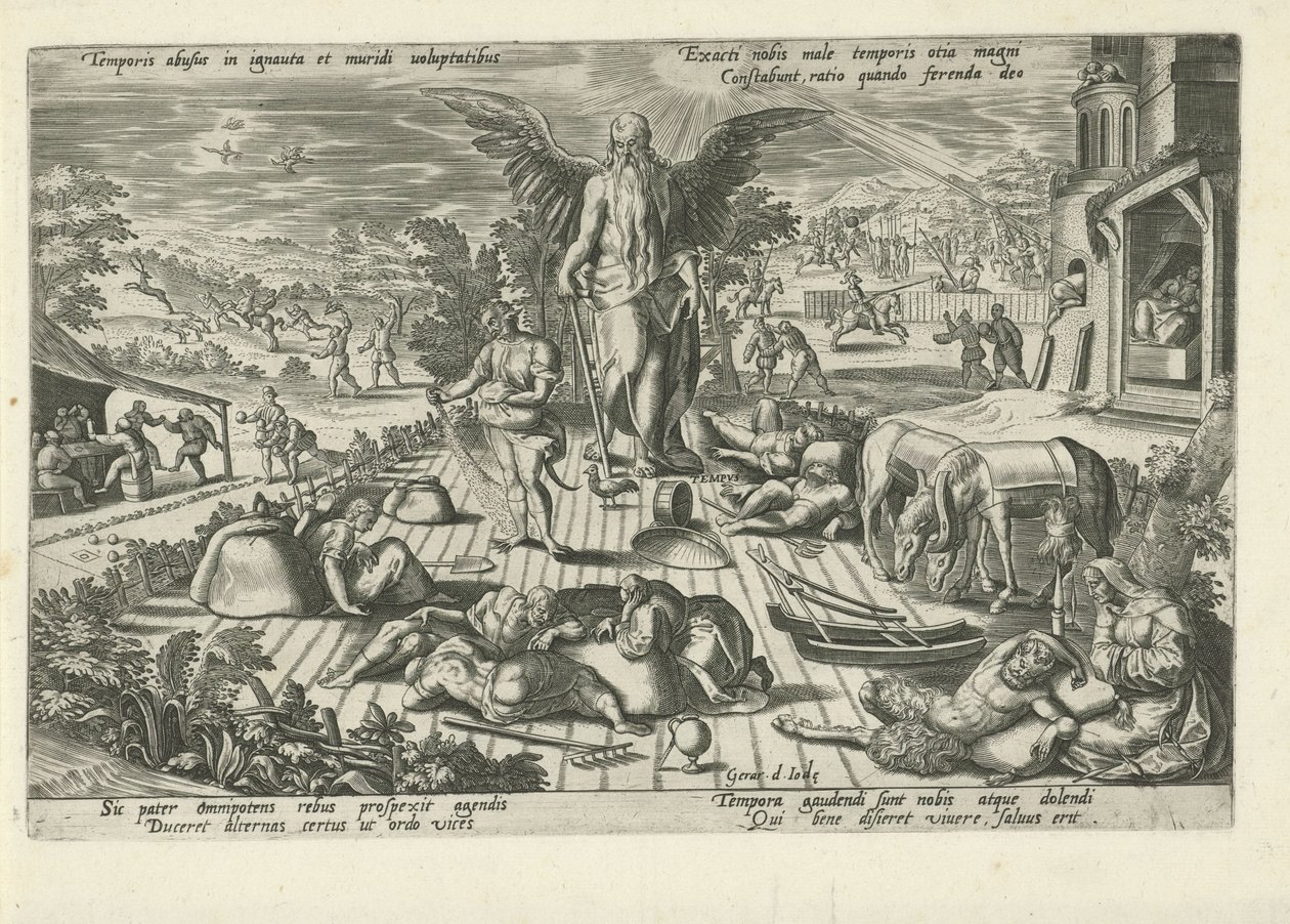 Father Time Amid Scenes of Bad Behavior (series title: Moralizing Allegories of Time) by Gerard de Jode