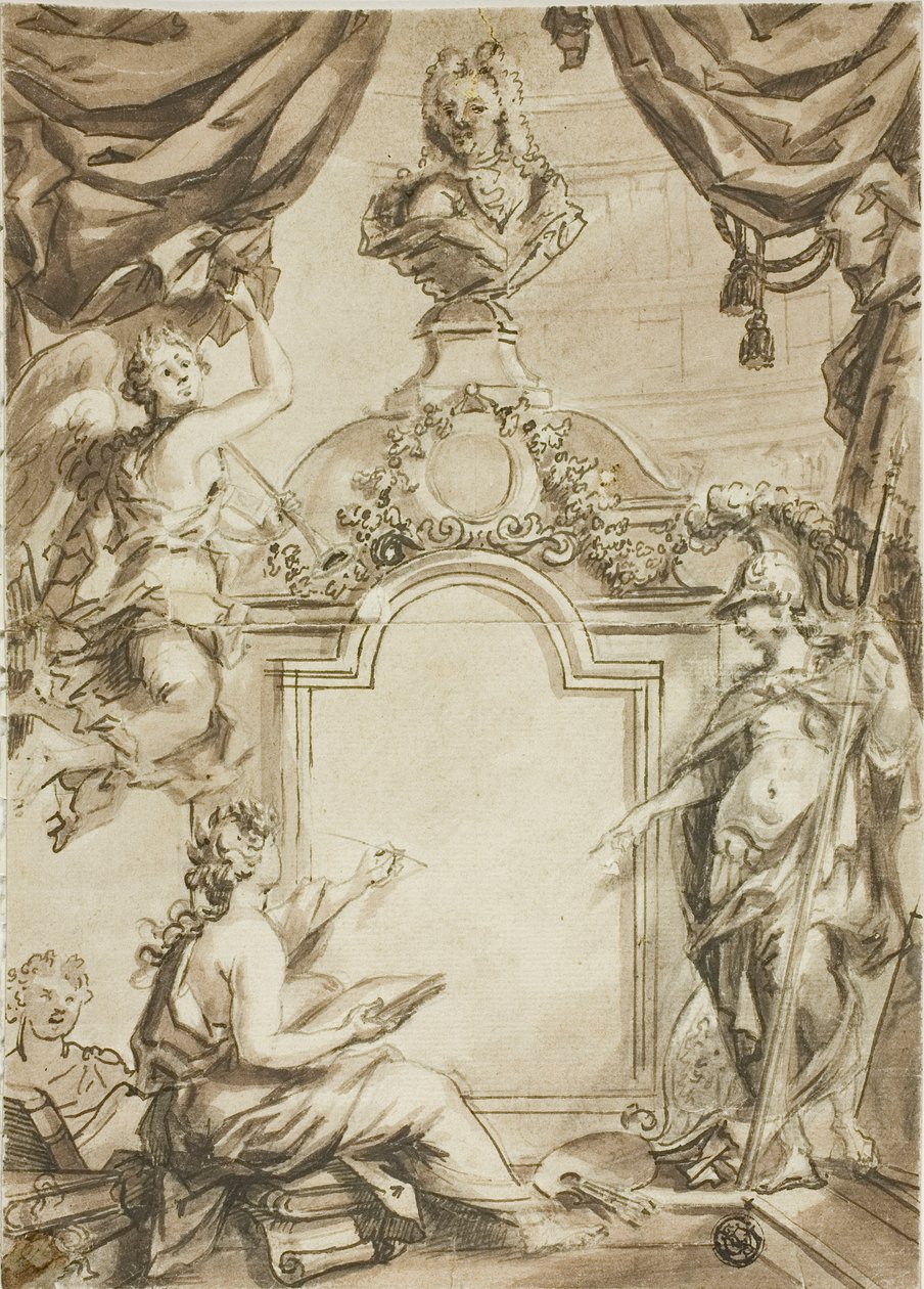 Design for Title Page: Clio Taking Dictation from Minerva by Gerard de Lairesse