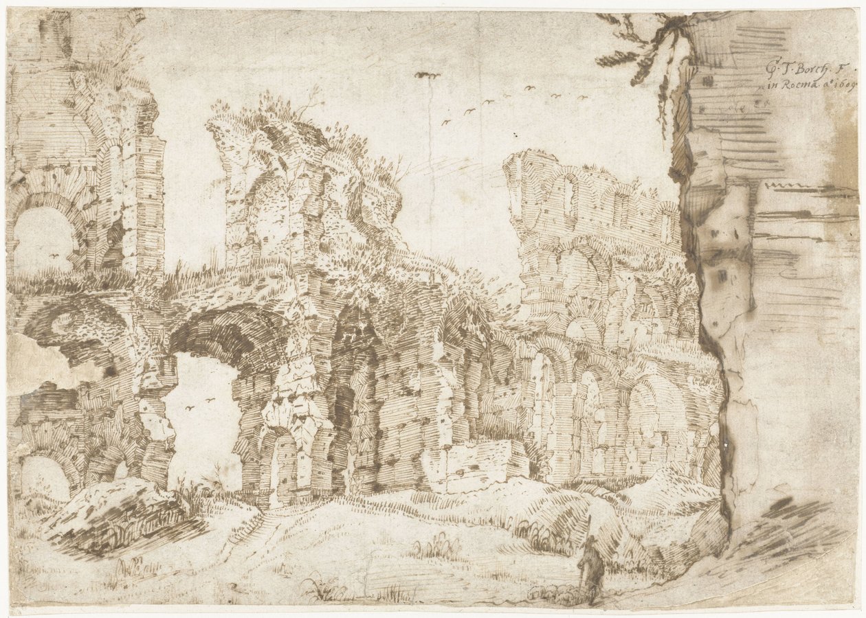 Ruins of the Colosseum, Rome, Seen from Within by Gerard ter Borch