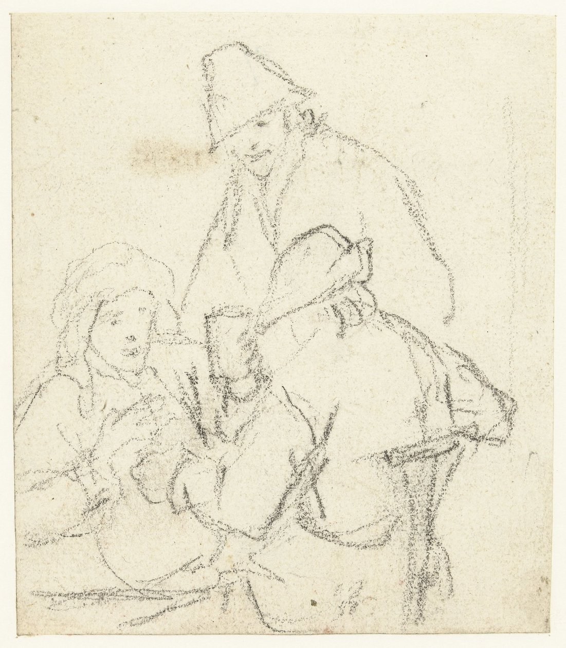 Three Drinking Farmers Around a Table by Gerard ter Borch (II) (possibly)
