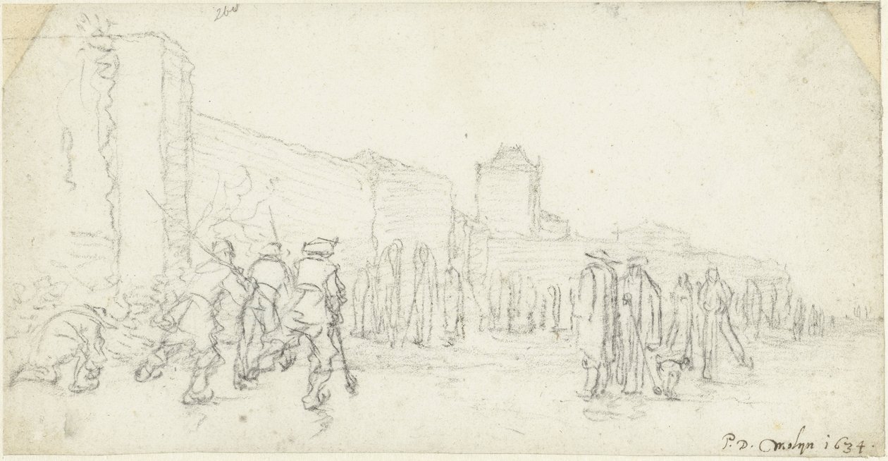 Ice Entertainment at the Zijlpoort in Haarlem by Gerard ter Borch (II)