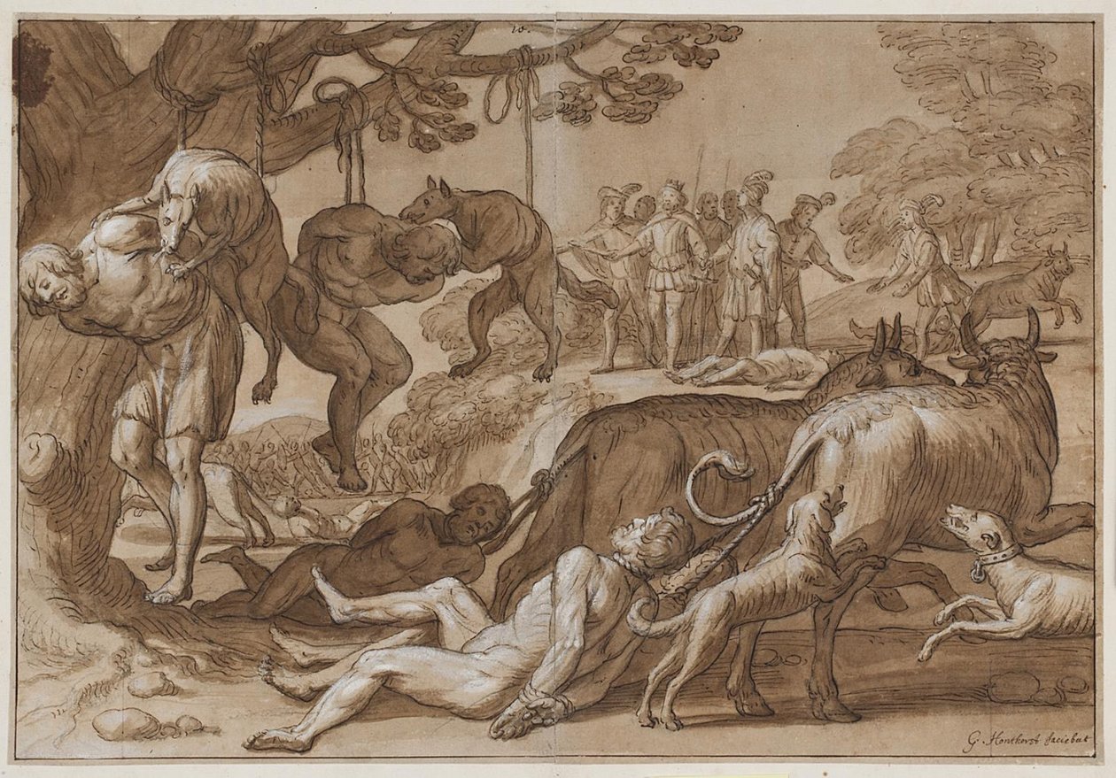 King Jarmeric Puts Captured Wends to the Torture by Gerard van Honthorst