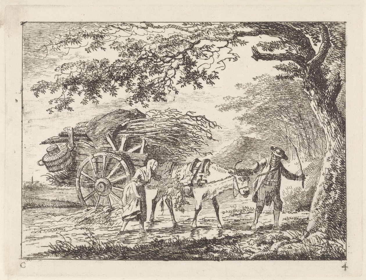 Man and Woman by a Fully Loaded Ox Cart by Gerard van Nijmegen