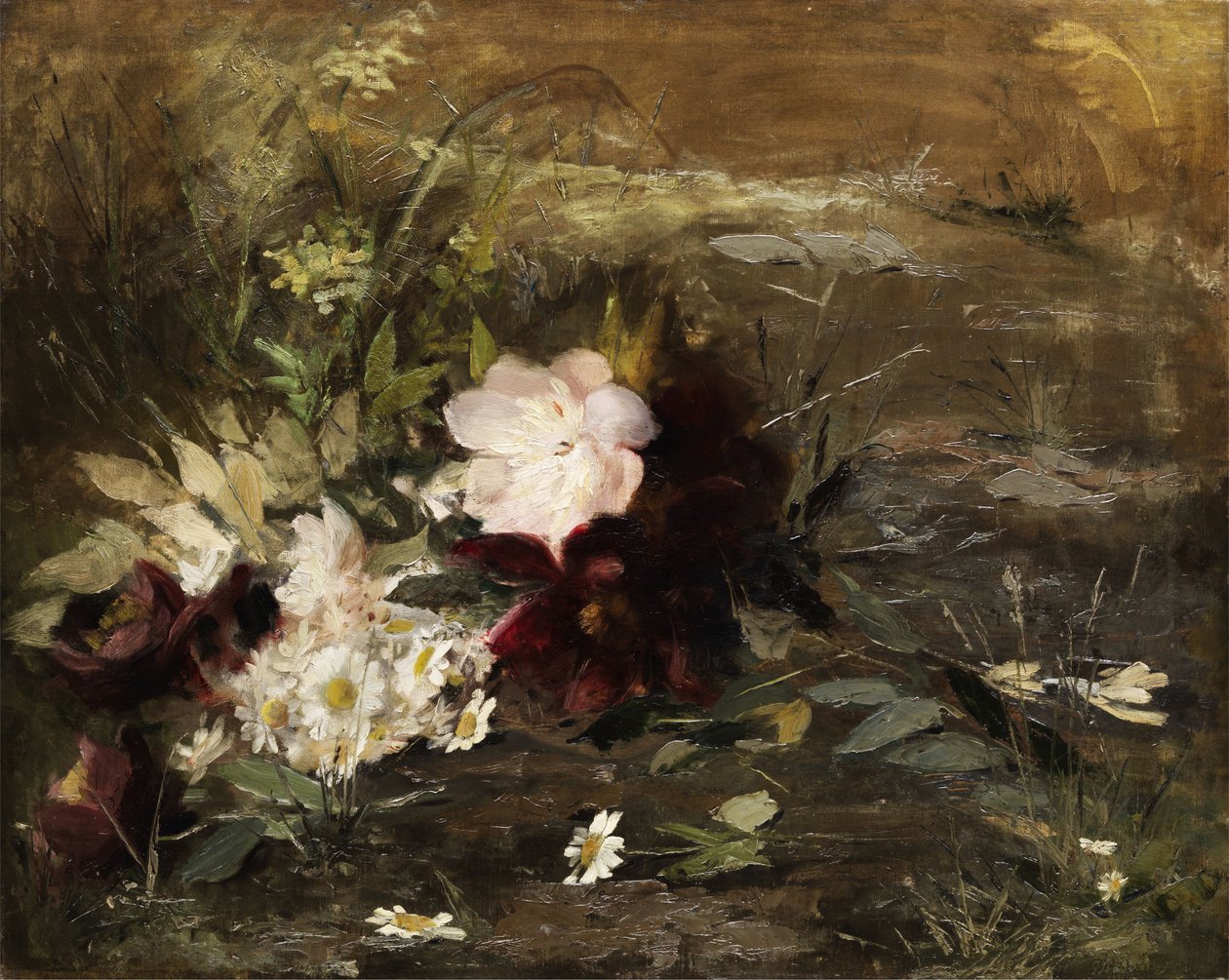 Water Lilies and Daisies on the Bank by Gerardina Jacoba van de Sande Bakhuyzen