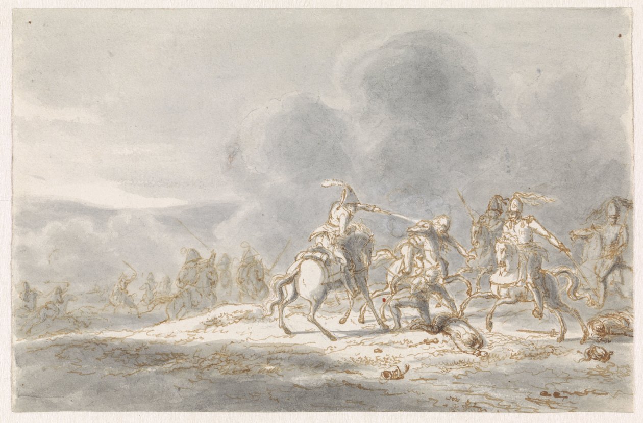 Cavalry Battle by Gerardus Emaus de Micault