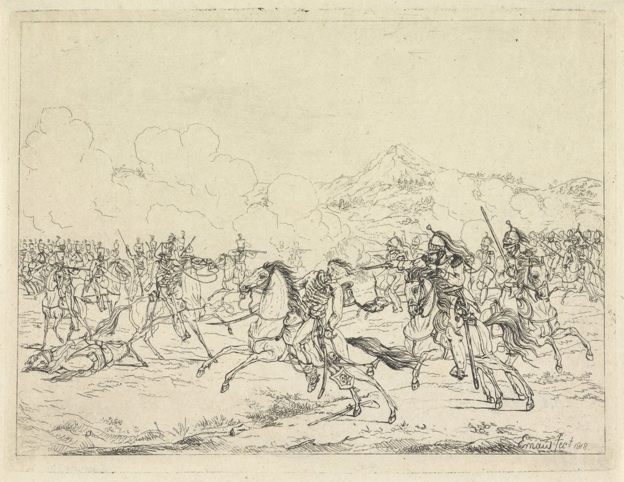 Death of Frederick William of Brunswick, 1815 by Gerardus Emaus de Micault