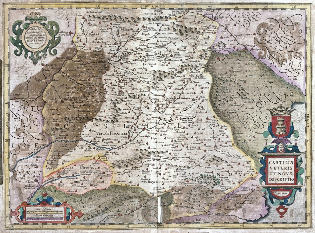 Castillia with Madrid and Toledo, Spain (engraving) by Gerardus Mercator