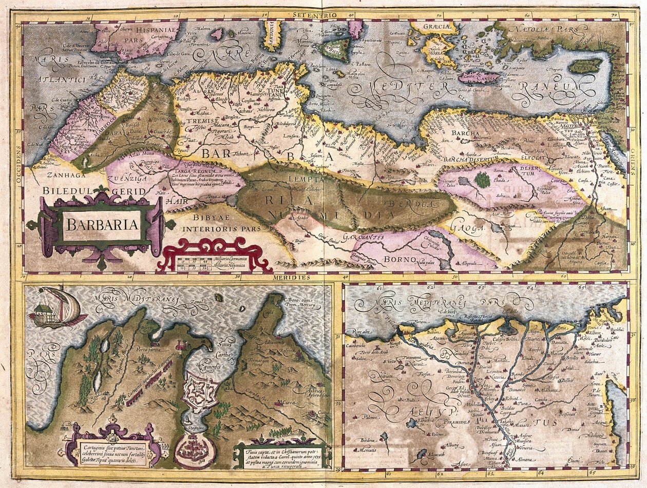 North Africa with siege of Tunis and Nile delta (engraving) by Gerardus Mercator