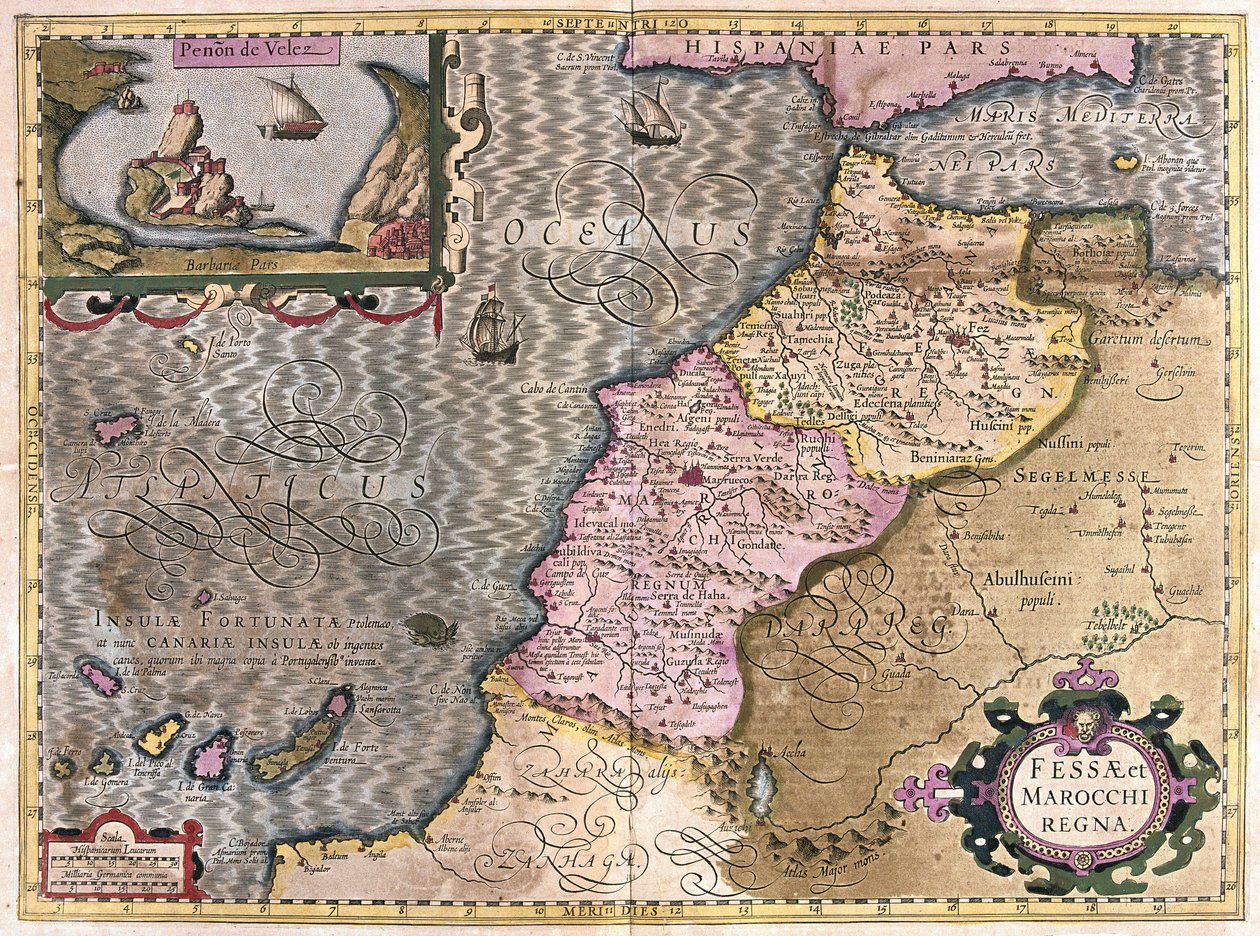 Northwest Africa with the Canaries (engraving) by Gerardus Mercator
