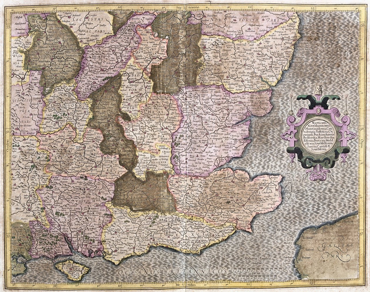 Southeast Region of England Including the British Channel and London (engraving) by Gerardus Mercator