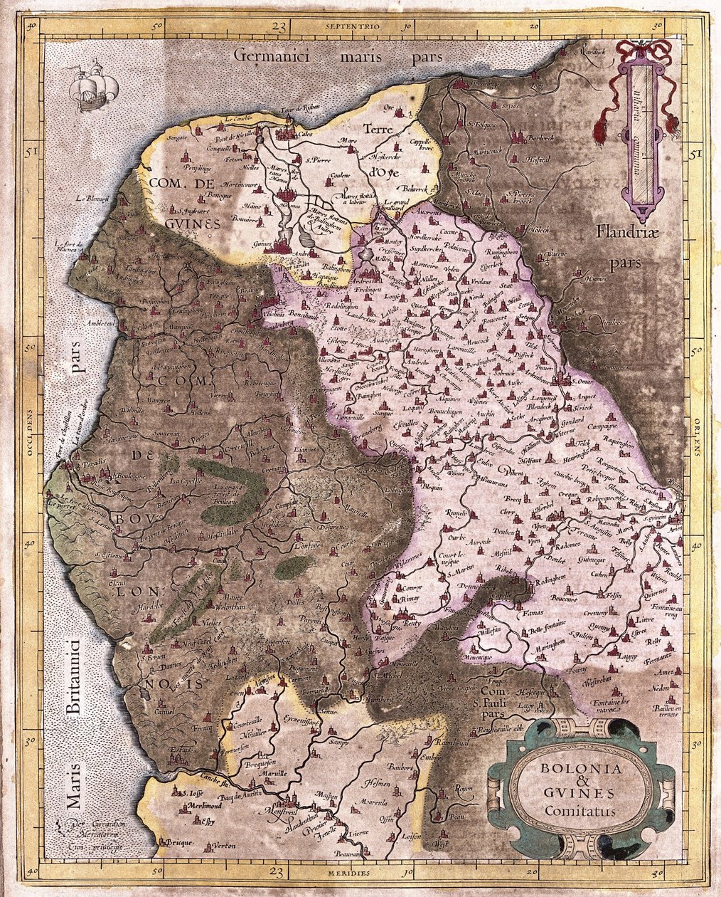 The coastline from Berck to Gravelines, Belgium (engraving) by Gerardus Mercator