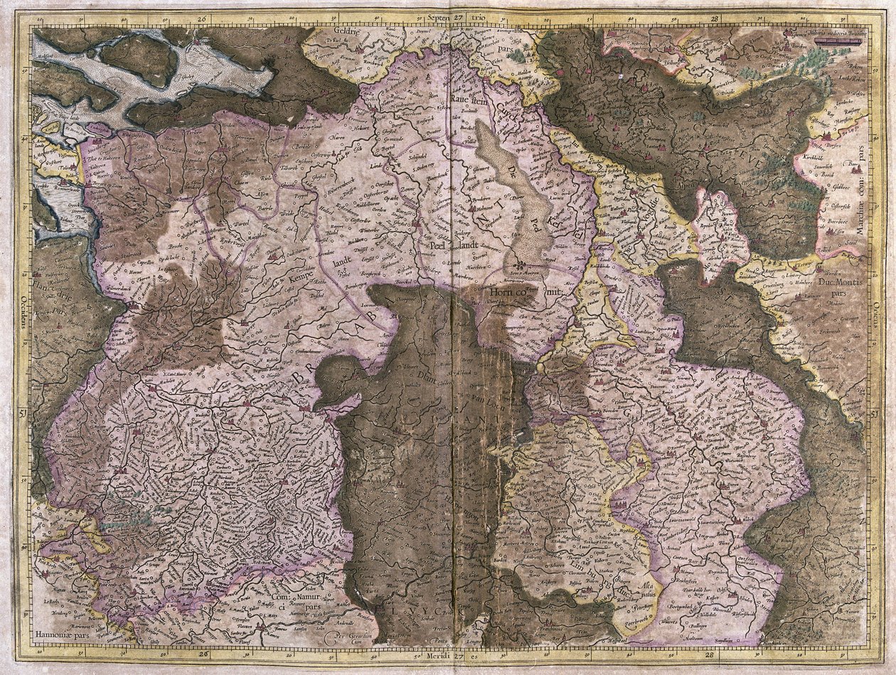 Untitled map of Brabant: Belgium and Netherlands by Gerardus Mercator