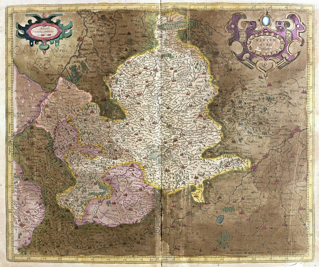 Wurttemberg, south Germany (engraving) by Gerardus Mercator