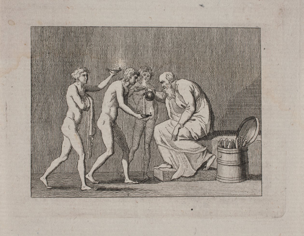 Allegory with Three Young Men and an Old Man in Antique Dress by Gerhard Ludvig Lahde